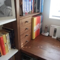 Bespoke home study with desk and shelves in walnut - part view 2